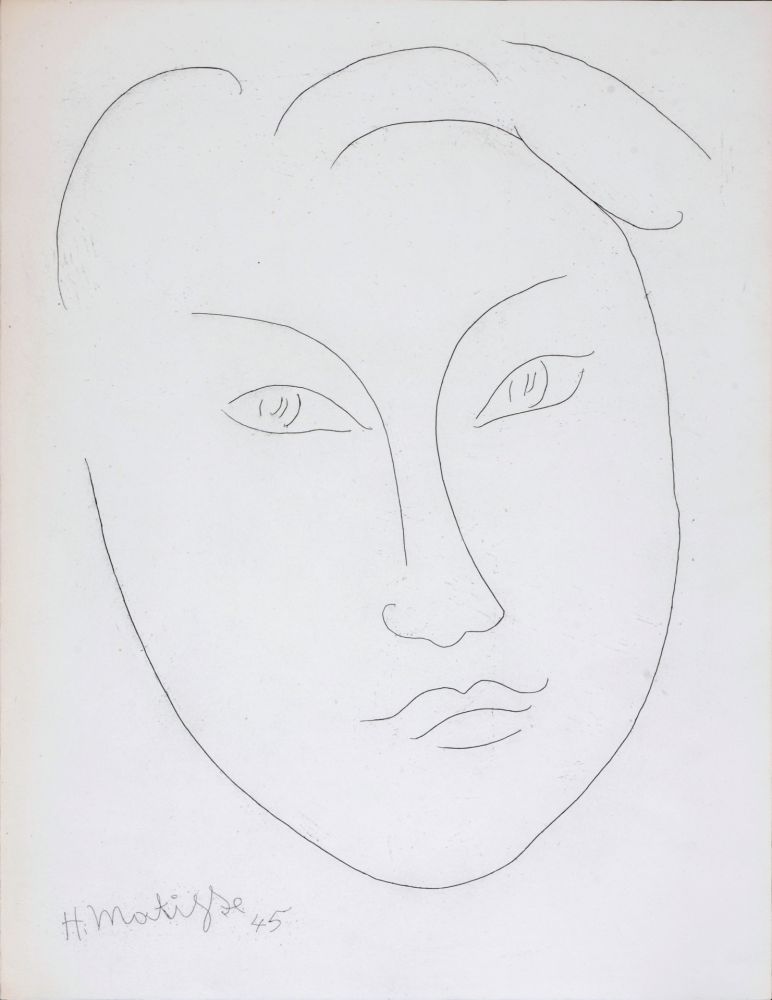 Engraving Matisse - Masque de jeune garçon, 1946