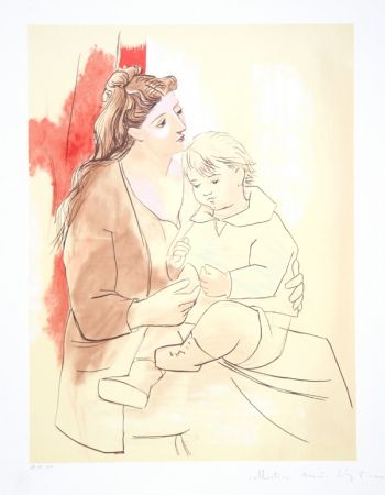 Lithograph Picasso - Maternite au Rideau Rouge, K-1
