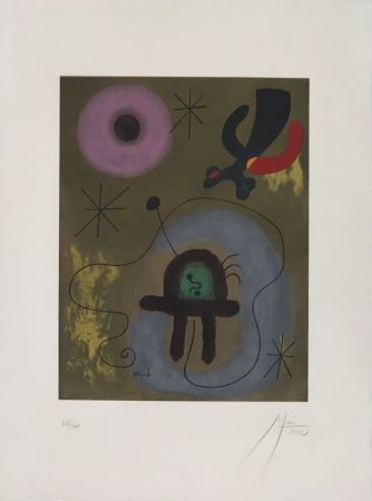 Lithograph Miró - Mauve de la Lune 