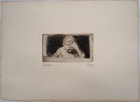 Drypoint Luce - Maximilien LUCE  - Enfant à l'étude Vers 1890 - Gravure originale signée