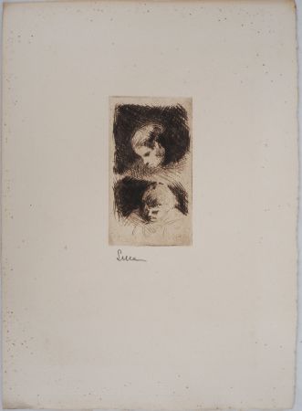 Drypoint Luce - Maximilien LUCE - Etude d'un jeune enfant Vers 1890 - Gravure originale signée 