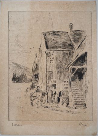 Drypoint Luce - Maximilien LUCE - Maison de campagne Vers 1900 - Gravure originale- signée