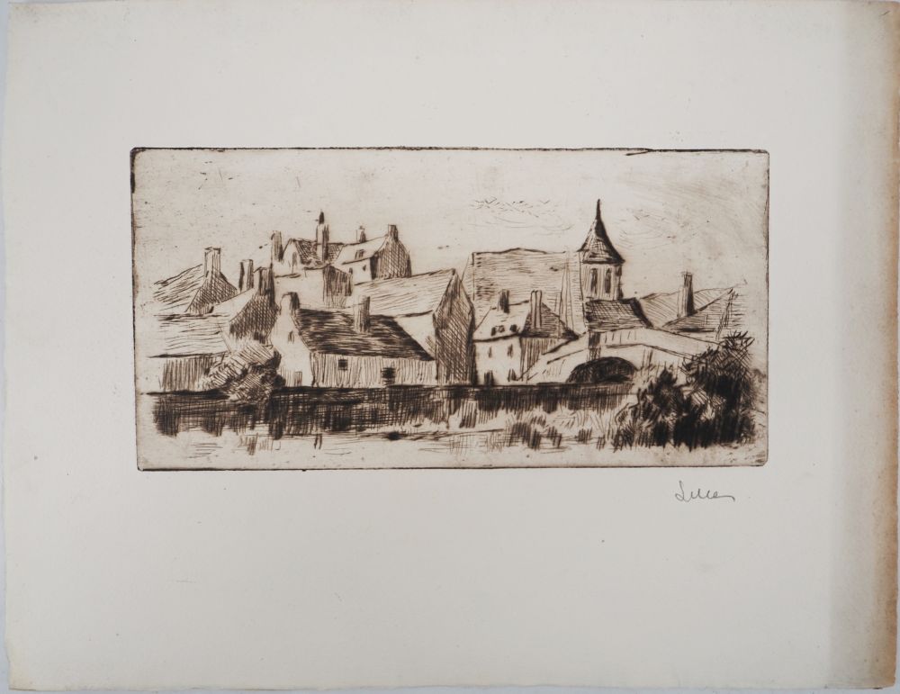 Drypoint Luce - Maximilien LUCE - Vie à la campagne (Bessy-sur-Cure) Vers 1900 - Gravure originale signée