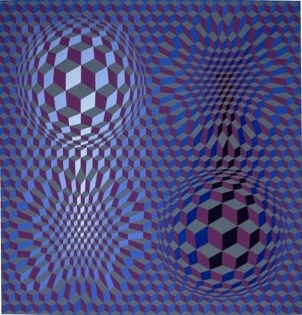 Lithograph Vasarely - Metagalaxie
