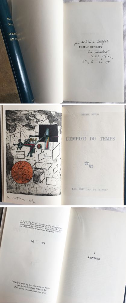 Illustrated Book Matta - Michel Butor. L'EMPLOI DU TEMPS (1 des 40 avec l'eau-forte rehaussée de Matta) 1956.