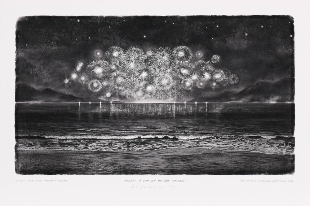Numeric Print Op De Beeck - Midnight, a calm Sea and some Firework