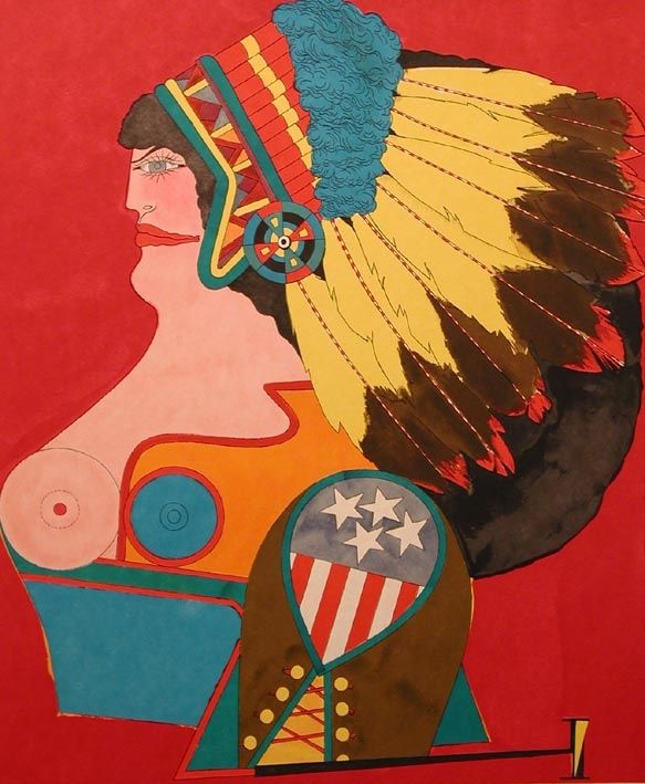 Lithograph Lindner - Miss american indian