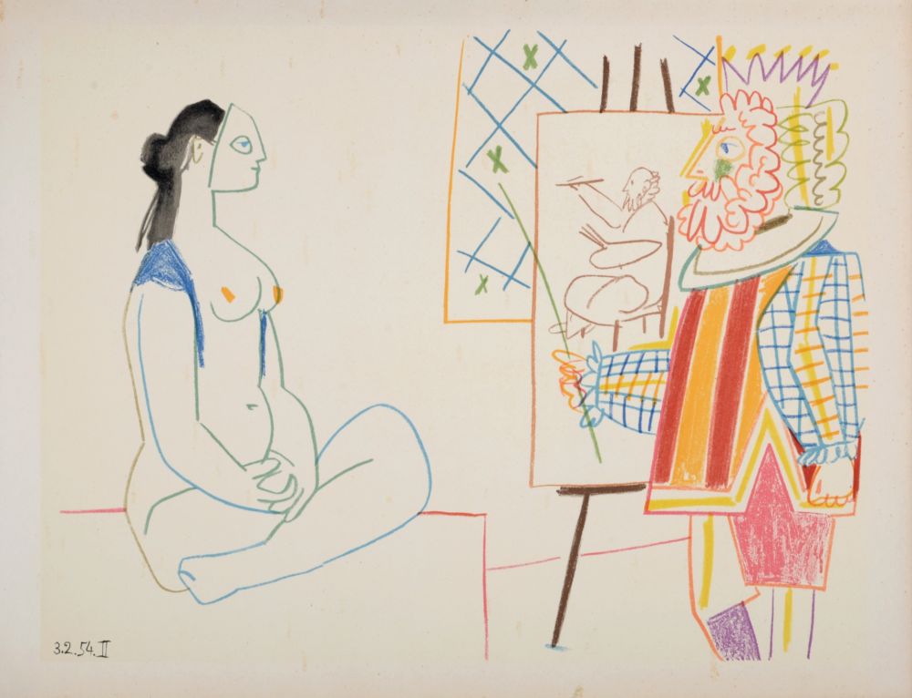 Lithograph Picasso - Modele and King, 1954