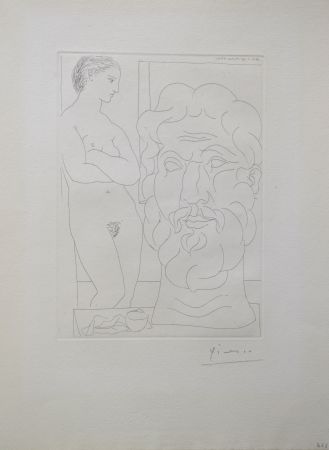 Etching Picasso - Modèle et Grande Tête Sculptée (B170 Vollard)