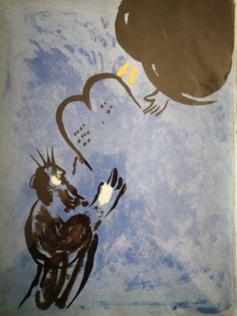 Lithograph Chagall - Moise reçoit les tables de la loi