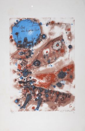 Lithograph Tobiasse - Mon village dans la pomme bleue, 1961 - Hand-signed