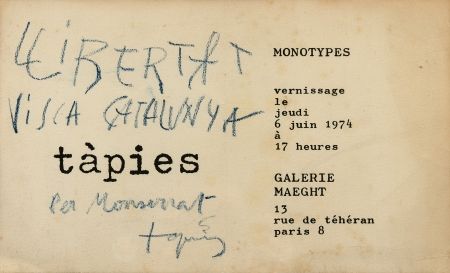 Lithograph Tàpies - Monotypes