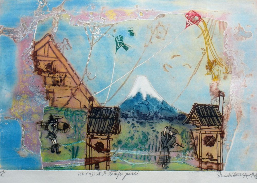Etching Hasegawa - Mont Fujoi et le temps passé 