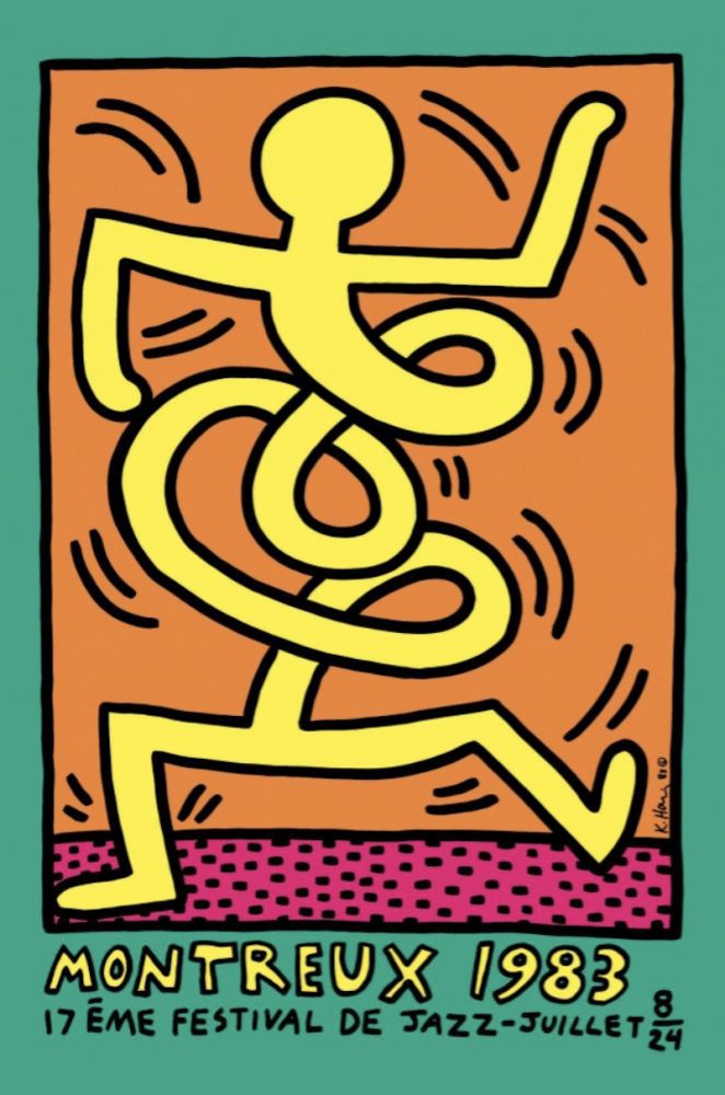 Lithograph Haring - Montreux Jazz Festival (green)