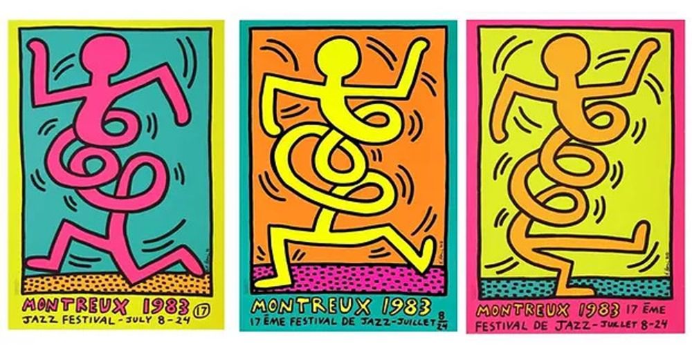 Screenprint Haring - Montreux Jazz Festival: Three Prints