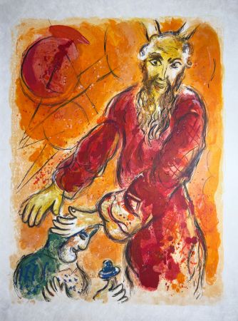 Lithograph Chagall - Moses Blesses Joshua