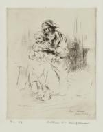Etching Heintzelman - Mother and Child, Sion, Suisse