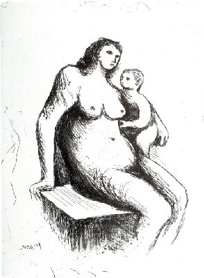 Etching Moore - Mother and Child V