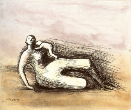 Etching And Aquatint Moore - Mother and Child VII