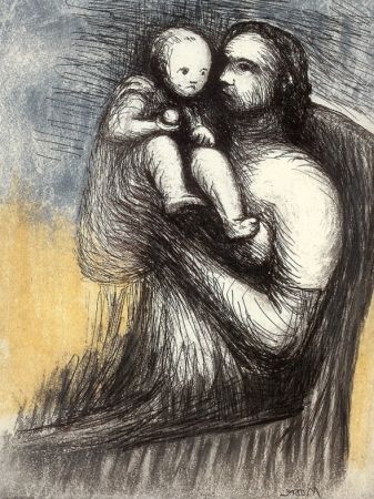 Etching And Aquatint Moore - Mother and Child XXV