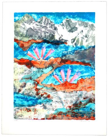Lithograph Siversten - Mountain red