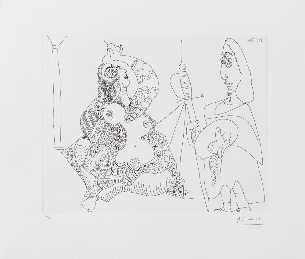 Etching Picasso - MOUSQUETAIRE ET ODALISQUE, MEDUSE, (BLOCH 1902) – etching – 1970