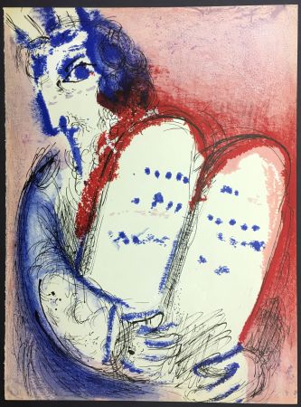 Lithograph Chagall - MOÏSE (Moses). Lithographie originale pour LA BIBLE. 1956.