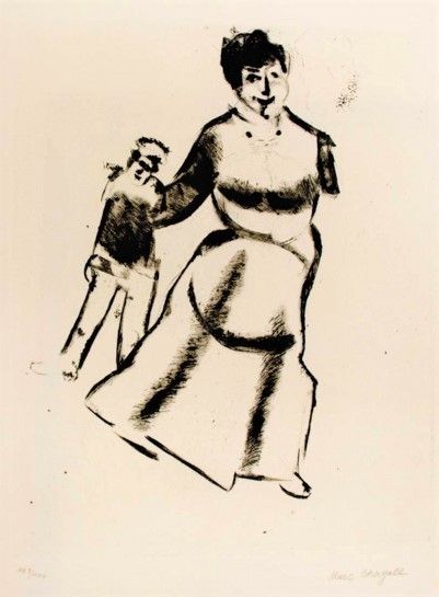 Drypoint Chagall - Mutter und sohn