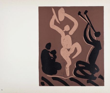 Linocut Picasso (After) - Mère, danseur et musicien, 1962