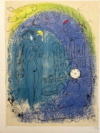 Lithograph Chagall - Mère et Enfant devant Notre-Dame. De la suite VISION DE PARIS