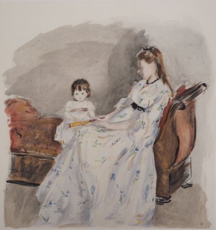 Lithograph Morisot - Mère et fille