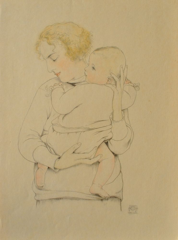 Etching Sauer - Mère et son enfant