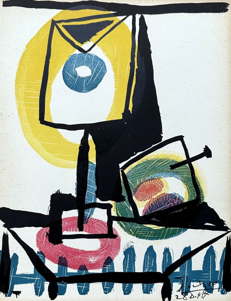 Drypoint Picasso - Nature morte au verre et à la pomme
