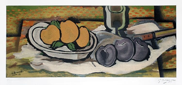 Lithograph Braque - Nature morte aux fruits, 1950