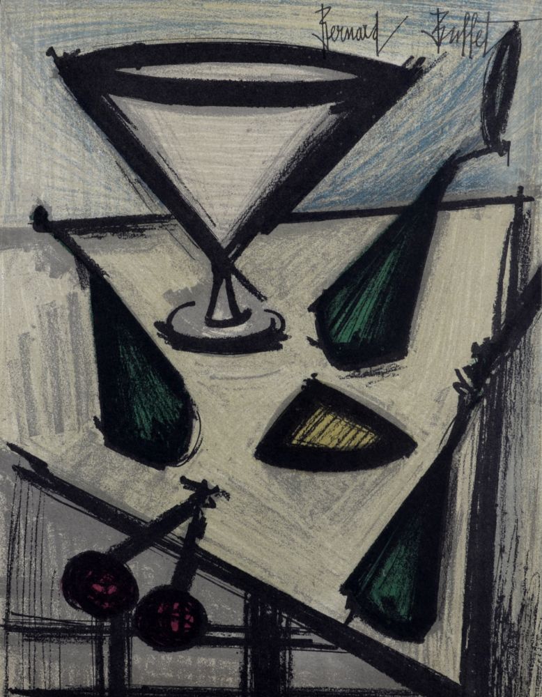 Lithograph Buffet - Nature morte aux fruits, 1967.