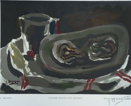 Woodcut Braque - Nature Morte aux Huitres