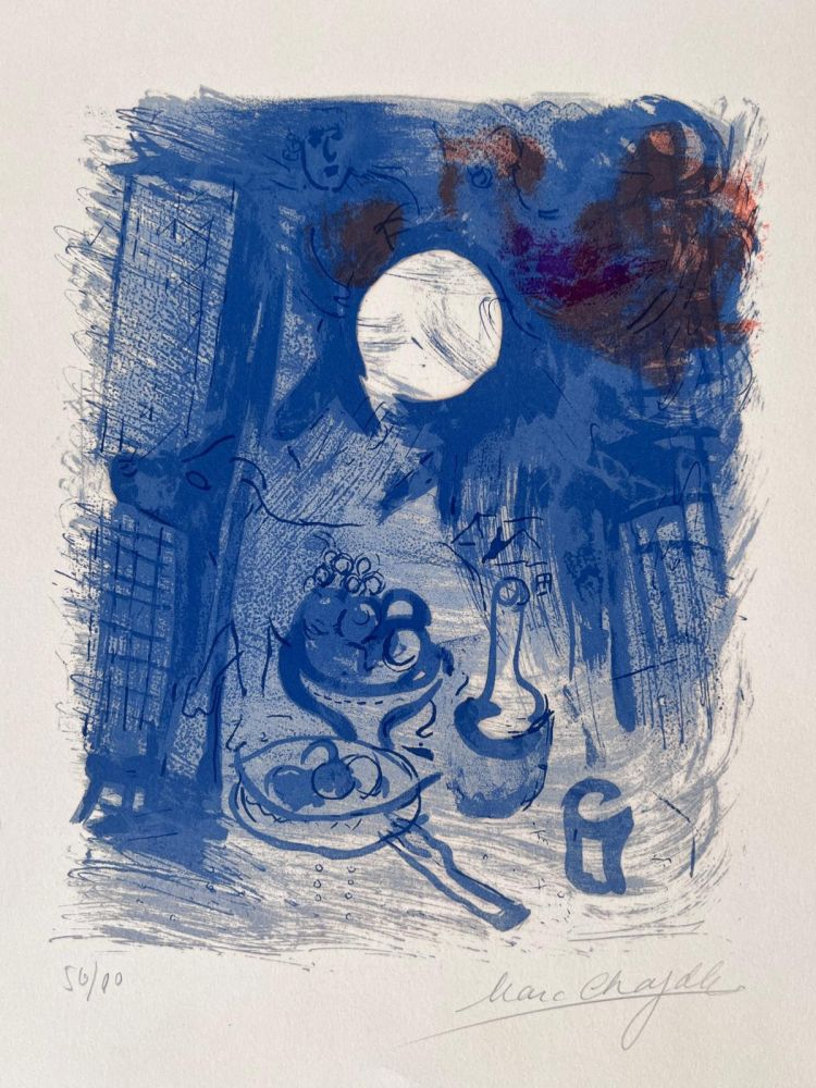 Lithograph Chagall - Nature morte bleue 
