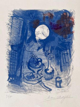 Lithograph Chagall - Nature morte bleue 