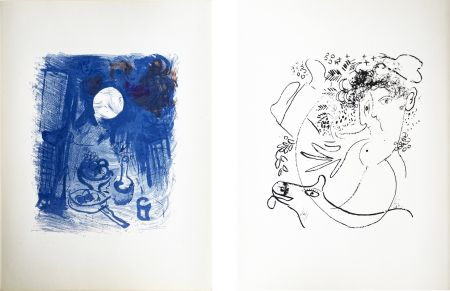 Lithograph Chagall - NATURE MORTE BLEUE (Blue Still Life). Paris 1957.