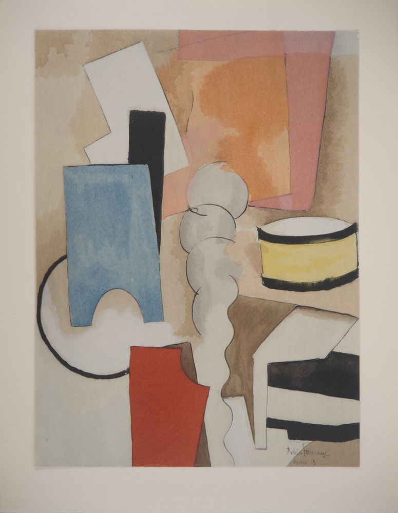 Lithograph De La Fresnaye - Nature morte cubiste au tambour