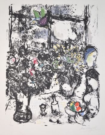 Lithograph Chagall - Nature Morte En Bouquet - M299