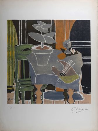 Lithograph Braque (After) - Nature morte à la palette, 1960 - Hand-signed!