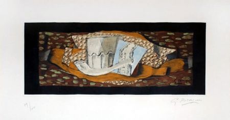 Etching And Aquatint Braque - Nature Morte à la Pipe (Still Life with Pipe), 1959