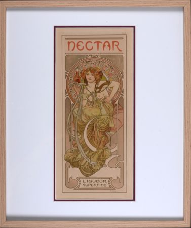 Lithograph Mucha - Nectar, 1902 - Framed