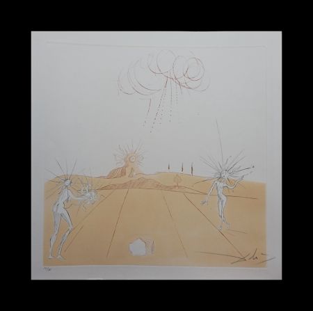 Etching Dali - Neuf Paysages Paysage avec Figures-Soleil from Sun