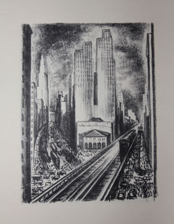 Lithograph Lubbers - NEW-YORK / SUBWAY