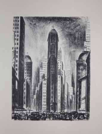 Lithograph Lubbers - NEW-YORK / TIMES SQUARE