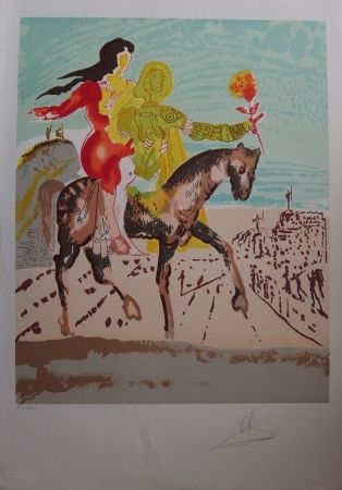 Lithograph Dali - New Jerusalem - Femme à cheval