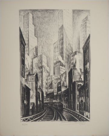 Lithograph Lubbers - New York : Subway at Chatham square