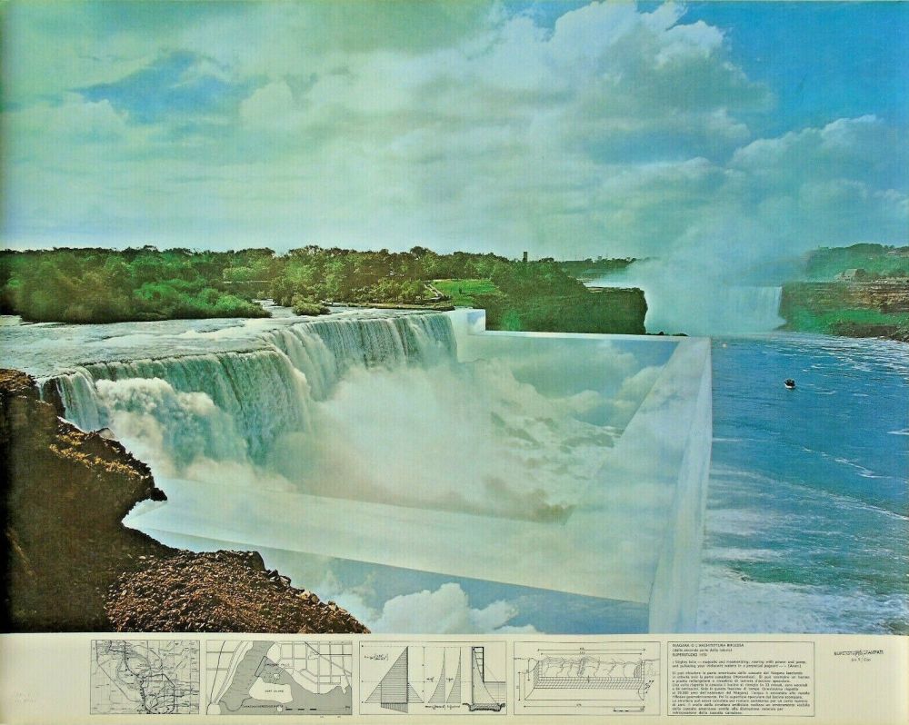 Lithograph Superstudio - Niagara o l'architettura riflessa